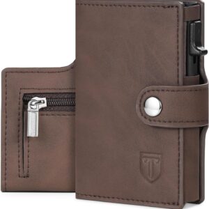 Tomylv Slim Wallet Braun – RFID-Geldbörse mit Pop-Up Kartenetui, Münzfach & Scheinfach, erhältlich in Mainz