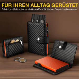 „Slim Wallet aus schwarzem Leder mit RFID-Schutz – minimalistisches Herren-Portemonnaie für Deutschland